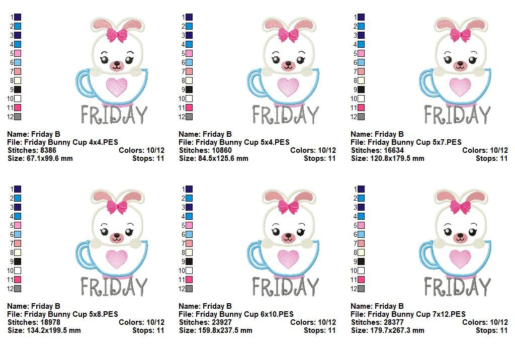 Cozy Cup Days of the Week Collection - Appliqué - Machine Embroidery Design