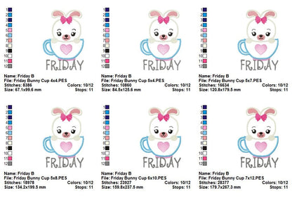 Cozy Cup Days of the Week Collection - Appliqué - Machine Embroidery Design