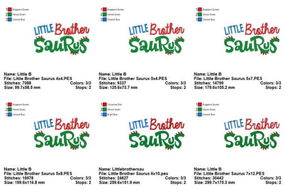 Little Brother Saurus Dinosaur Phrase - Fill Stitch – Machine Embroidery Design