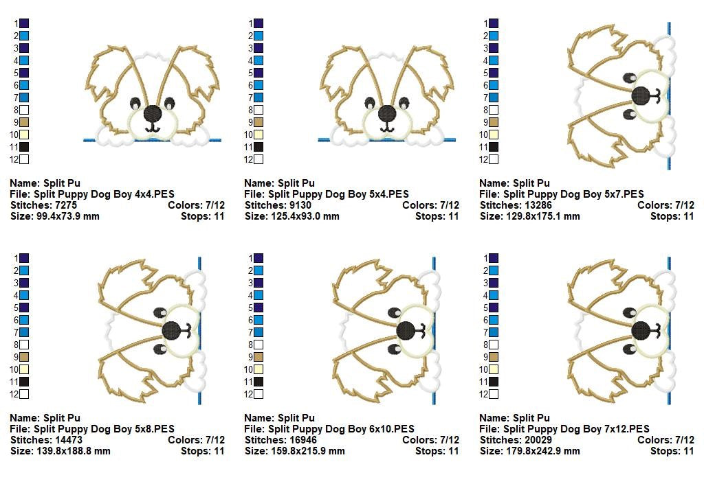 Split Puppy Dog Girl & Boy – Appliqué – Machine Embroidery Design