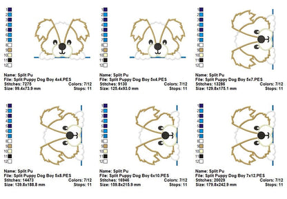 Split Puppy Dog Girl & Boy – Appliqué – Machine Embroidery Design