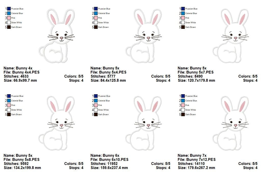 Easter Bunny - Applique  - Machine Embroidery Design