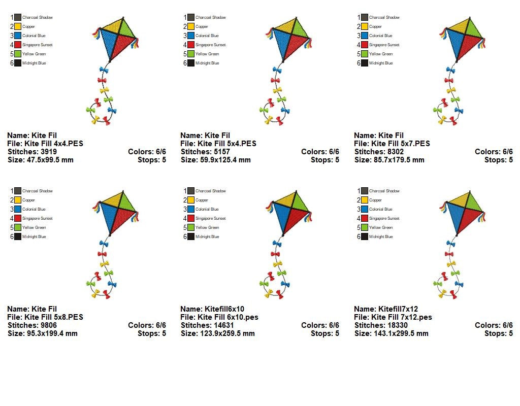 Flying Kite with Joyful Bows – Fill Stitch – Machine Embroidery Design