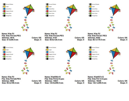 Flying Kite with Joyful Bows – Fill Stitch – Machine Embroidery Design