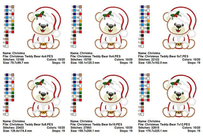 Jolly Little Santa Teddy Bears - Appliqué - Machine Embroidery Design