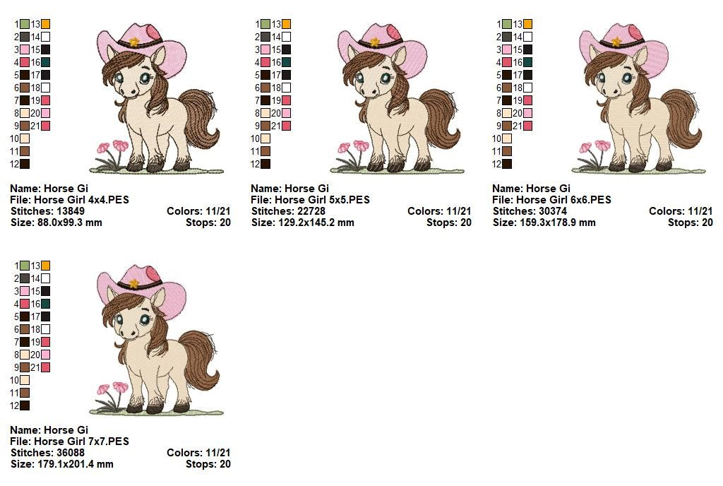 Cowgirl Pony Sweetheart – Fill Stitch – Machine Embroidery Design