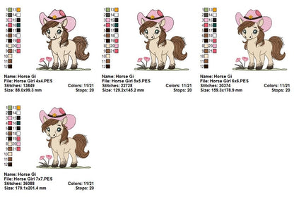 Cowgirl Pony Sweetheart – Fill Stitch – Machine Embroidery Design