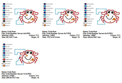 Crabby Birthday Numbers Collection - Appliqué - Machine Embroidery Design