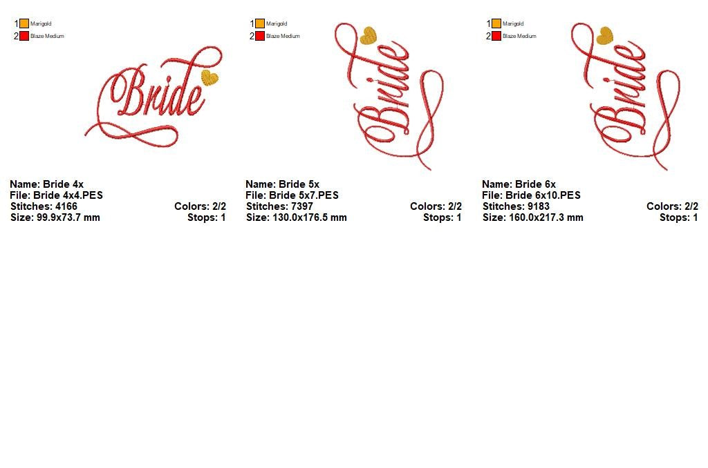 Wedding Party Script Collection – Satin Stitch – Machine Embroidery Design