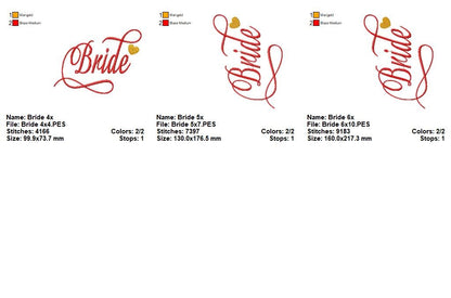 Wedding Party Script Collection – Satin Stitch – Machine Embroidery Design