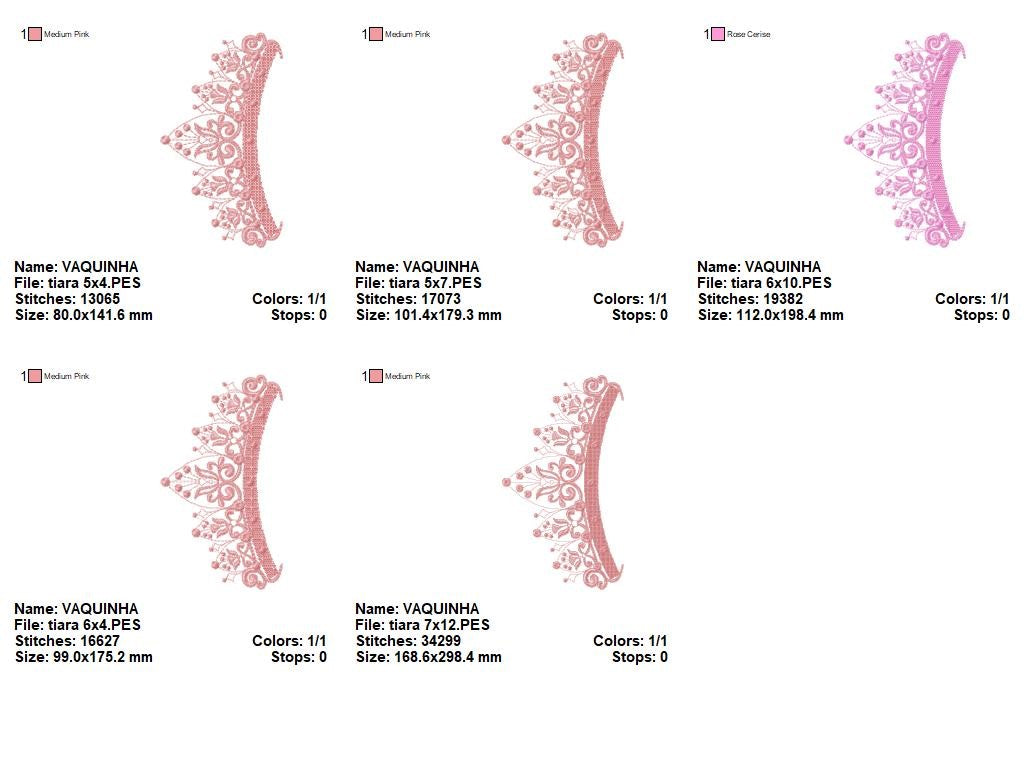 Elegant Princess Tiara - Satin Stitch - Machine Embroidery Design