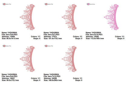Elegant Princess Tiara - Satin Stitch - Machine Embroidery Design