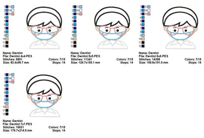 Cute Dentist Girl - Appliqué - Machine Embroidery Design