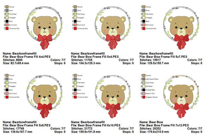 Sweet Bear Wreath - Fill Stitch - Machine Embroidery Design