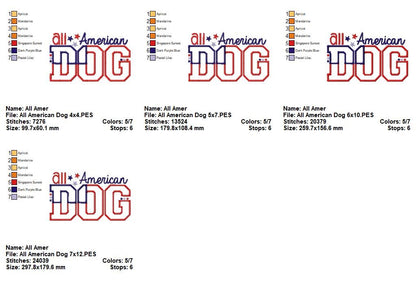All American Dog – Appliqué – Machine Embroidery Design