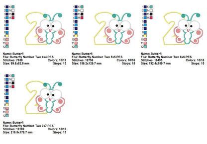Butterfly Number Two – Applique Stitch – Machine Embroidery Design