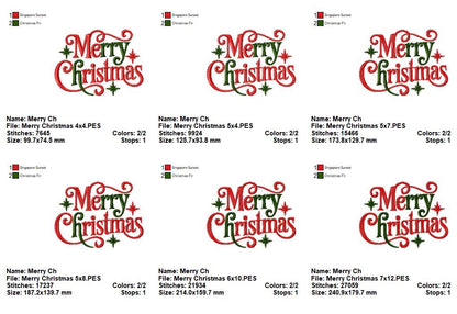 Holiday Merry Christmas Lettering Set – Satin Stitch – Machine Embroidery Design