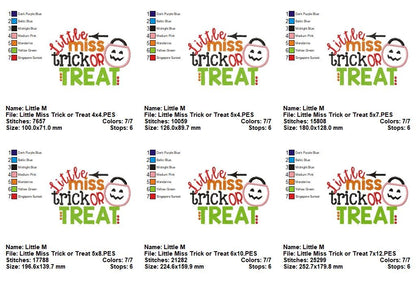 Little Miss Trick or Treat – Appliqué – Machine Embroidery Design