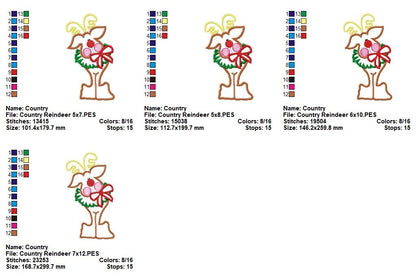 Cute Christmas Reindeer 🎄 – Appliqué – Machine Embroidery Design