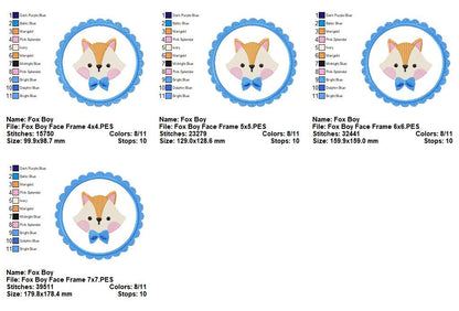 Sweet Fox Face Bundle - Appliqué - Machine Embroidery Design