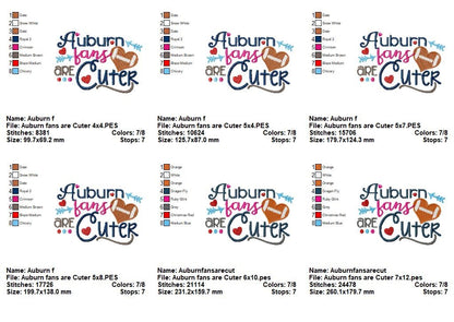 Auburn Fans Are Cuter - Fill Stitch - Machine Embroidery Design
