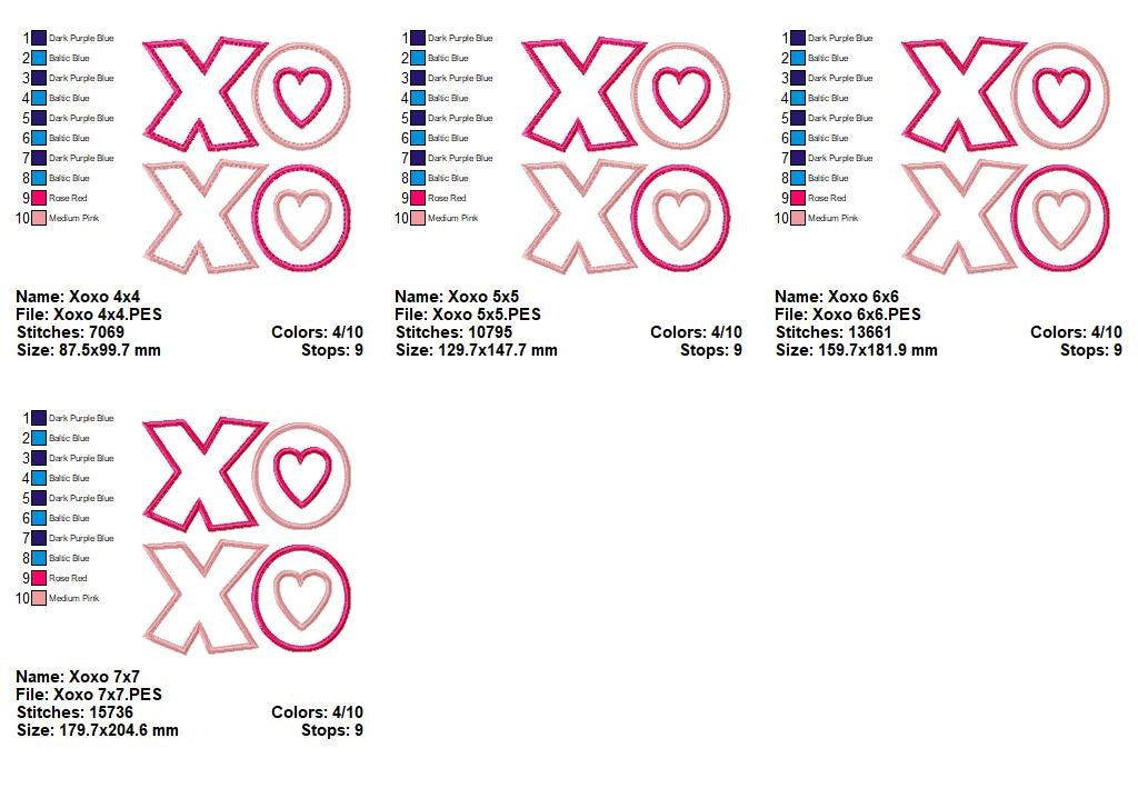 Sweet XO Hearts - Appliqué - Machine Embroidery Design