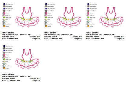 Sweet Floral Ballerina Tutu - Applique – Machine Embroidery Design
