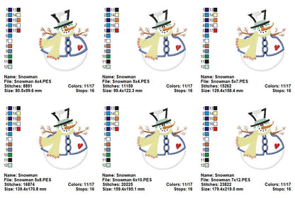 Snowman Christmas – Applique - Machine Embroidery Design