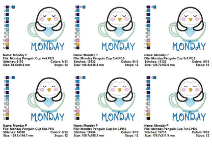 Cozy Cup Days of the Week Collection - Appliqué - Machine Embroidery Design