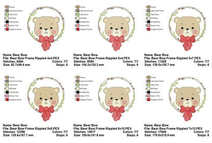 Sweet Bear Wreath - Sketch Stitch - Machine Embroidery Design