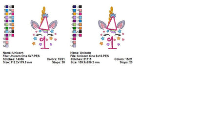 Magical Unicorn First Birthday - Applique - Machine Embroidery Design