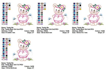 Butterfly Garden Teddy - Applique - Machine Embroidery Design