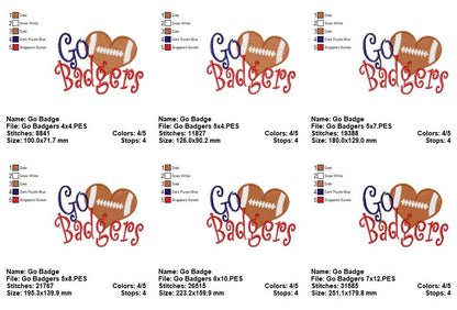 Game Day Badgers - Fill Stitch - Machine Embroidery Design