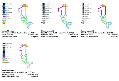 Mermaid Tail Number One – Appliqué – Machine Embroidery Design