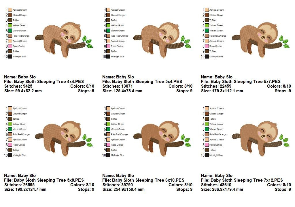 Sleepy Sloth on Branch - Fill Stitch – Machine Embroidery Design