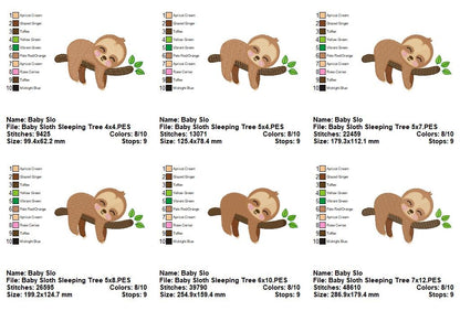 Sleepy Sloth on Branch - Fill Stitch – Machine Embroidery Design
