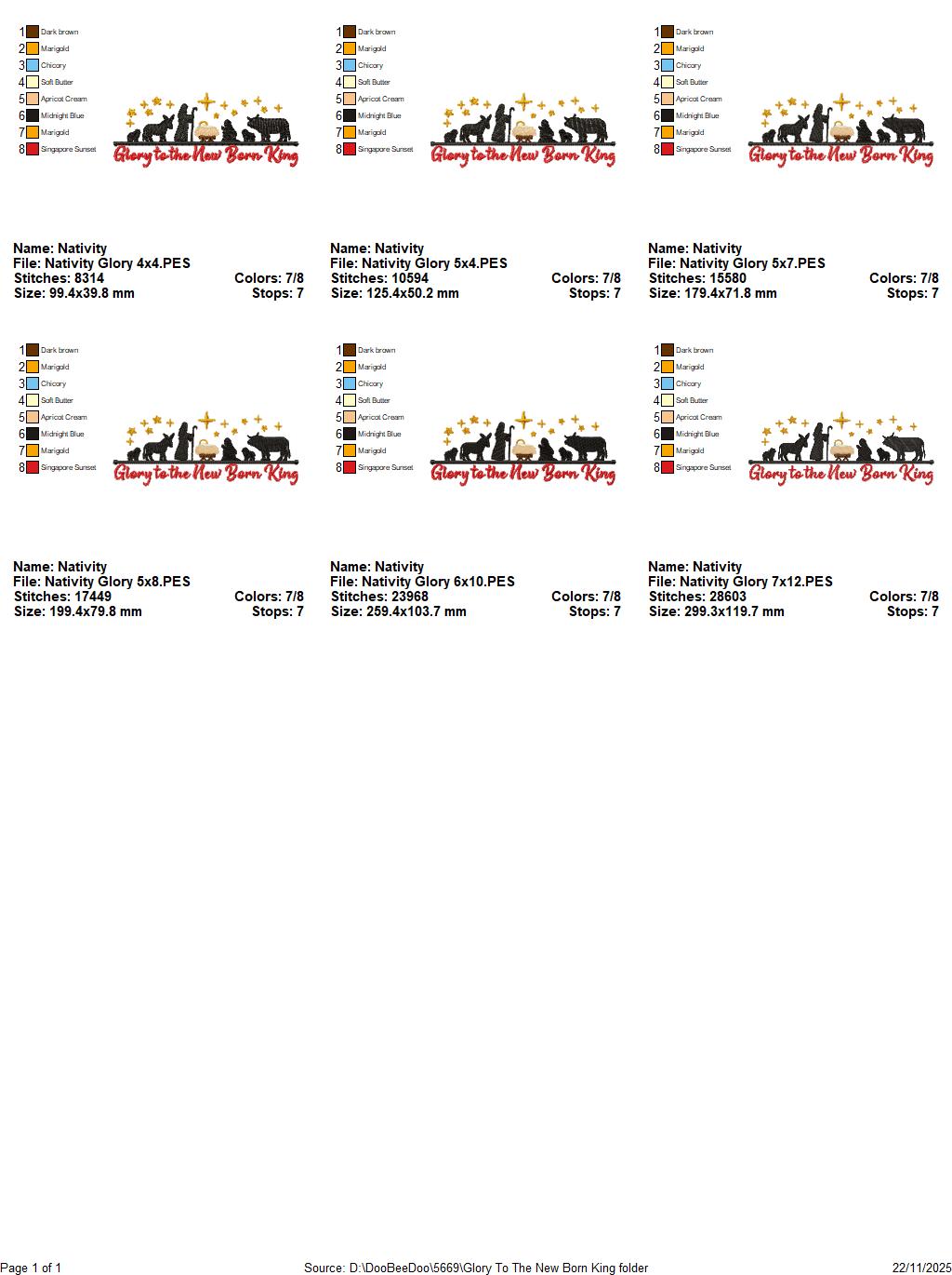 Blessed Manger Night Scene – fill stitch – Machine Embroidery Design