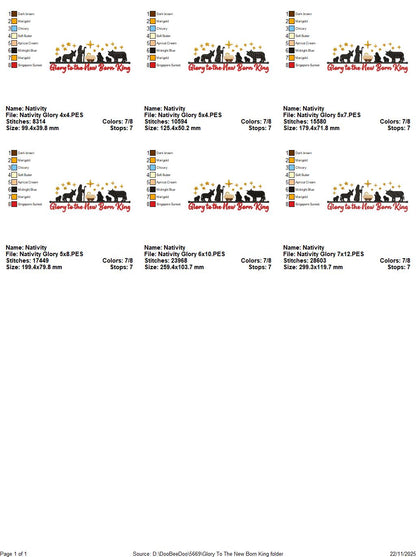 Blessed Manger Night Scene – fill stitch – Machine Embroidery Design