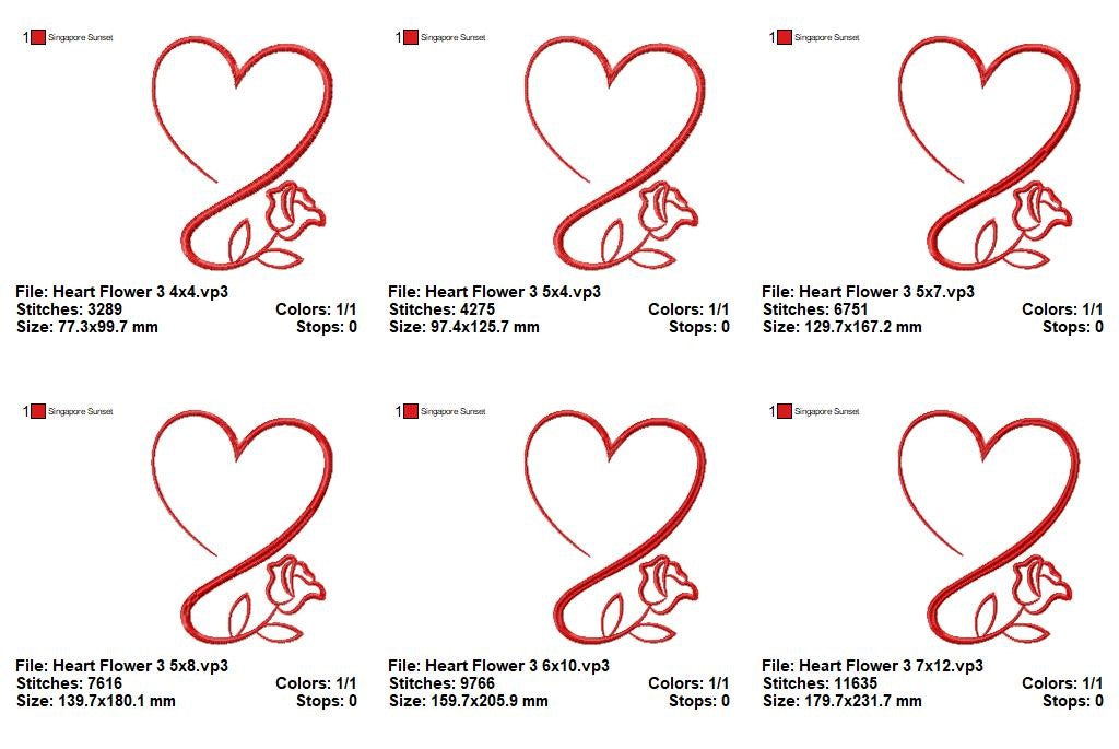 Forever Blooming Hearts - Satin Stitch - Machine Embroidery Design
