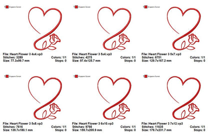 Forever Blooming Hearts - Satin Stitch - Machine Embroidery Design