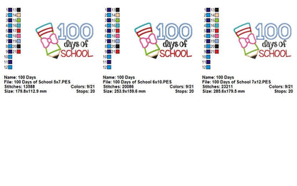100 Days of School Pencil – Appliqué – Machine Embroidery Design