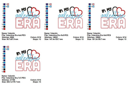 In my Valentine Era - Applique - Machine Embroidery Design