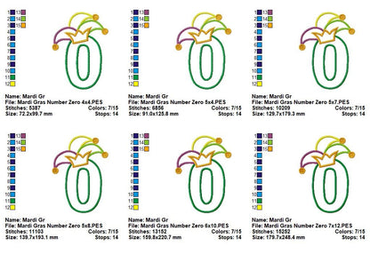 Mardi Gras Numbers 0–9 – Appliqué – Machine Embroidery Design