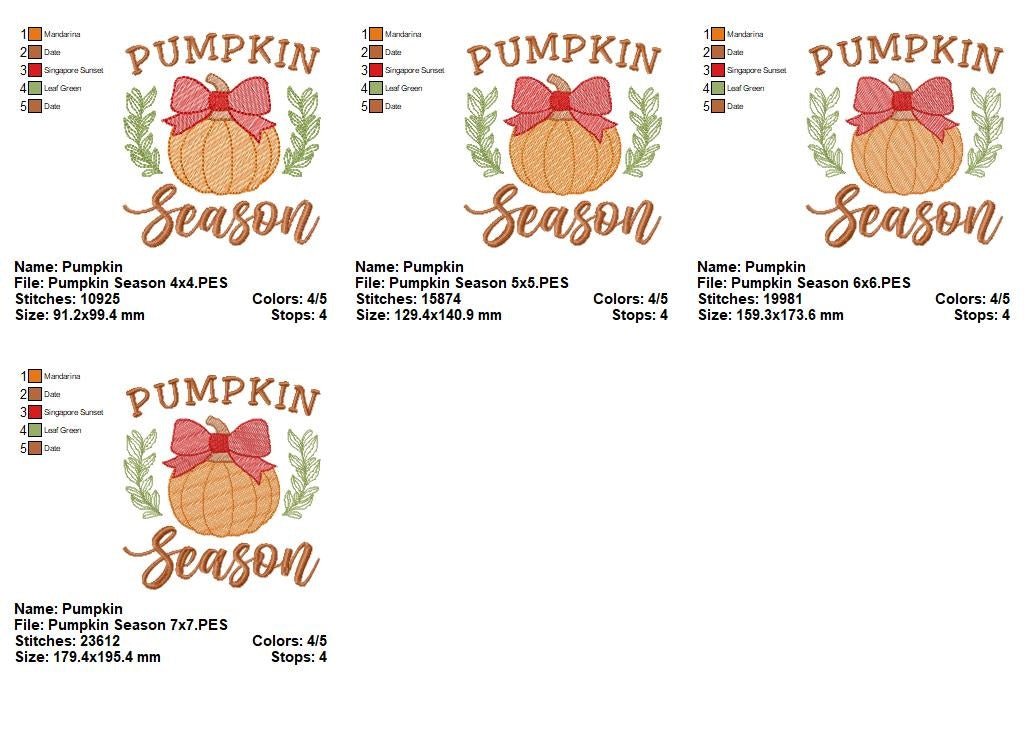 Pumpkin Season - Sketch Stitch - Machine Embroidery Design