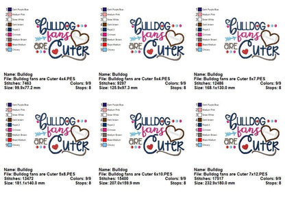 Bulldog Fans Are Cuter - Appliqué - Machine Embroidery Design