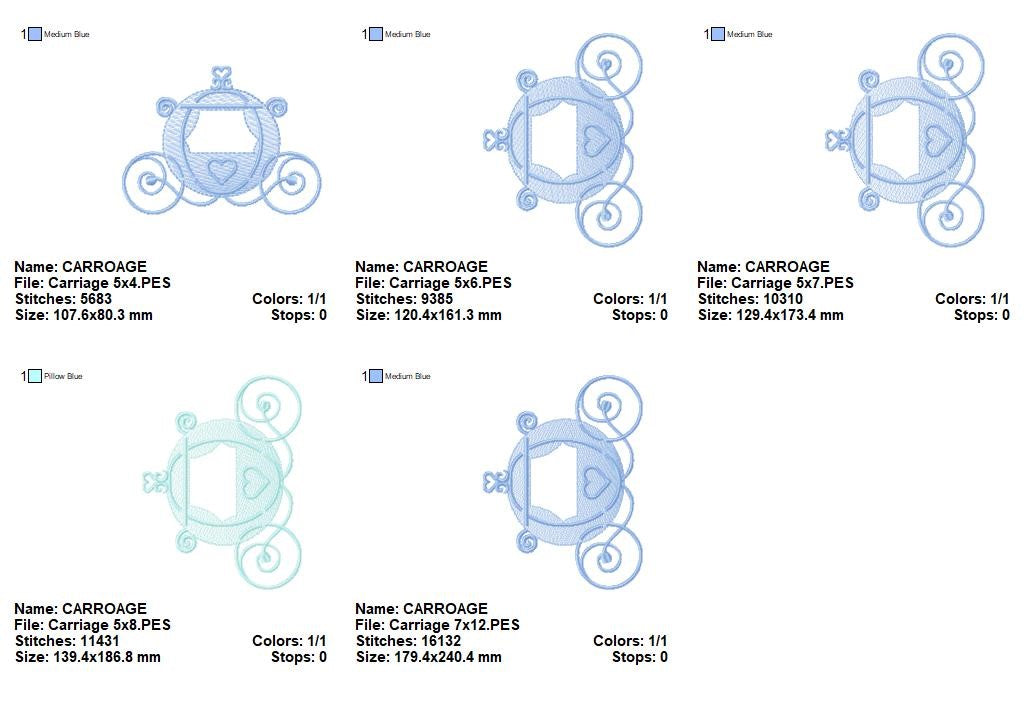 Fairytale Carriage - Rippled Stitch - Machine Embroidery Design
