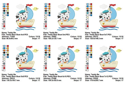Little Sailor Teddy Bear - Fill Stitch - Machine Embroidery Design