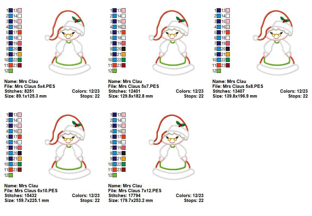 Sweet Mrs. Claus - Appliqué - Machine Embroidery Design