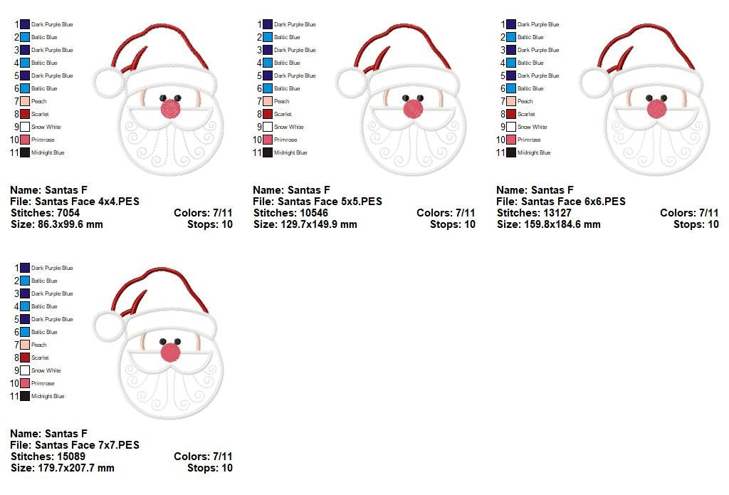 Jolly Santa Face - Appliqué - Machine Embroidery Design