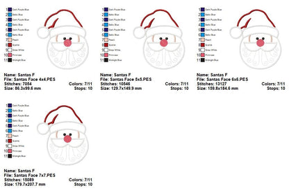 Jolly Santa Face - Appliqué - Machine Embroidery Design
